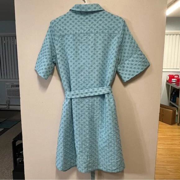 Kate Spade Light Blue Embroidered T Shirt Dress with Belt - Picture 4 of 11